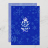 Kalm en Merk op blauw houden Feestdagenkaart (Voorkant / Achterkant)