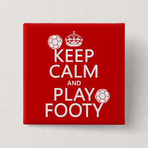 Kalm- en Play Footy (football) houden (voetbal) Vierkante Button 5,1 Cm