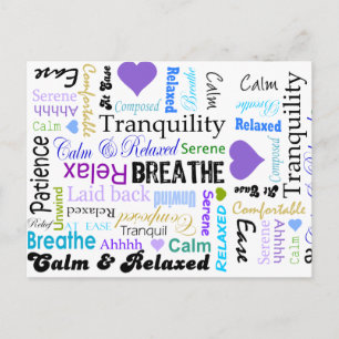 Kalm en Relaxerende positieve woordtypografie Briefkaart