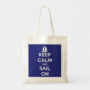 Kalm en zeil op blauw houden tote bag