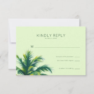 Kalm groen palmblad RSVP kaartje