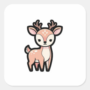 Kalm hert – Cute Kawaii Dierenillustratie Vierkante Sticker
