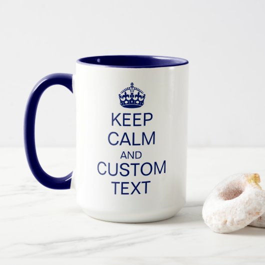 "Kalm houden" en [Aangepaste tekst] Aangesneden Mok (Met donut)
