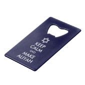 Kalm houden en Aliyah maken Kredietkaart Flessenopener (Voorkant Gekanteld)