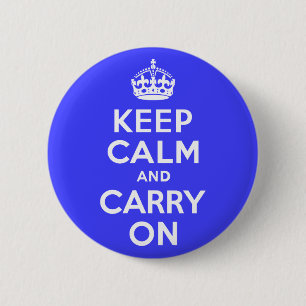 Kalm houden en blauw dragen ronde button 5,7 cm