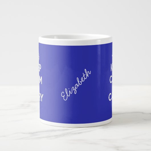 Kalm houden en blauw jumbo-Mok uitvoeren Jumbo Mok (Voorkant)