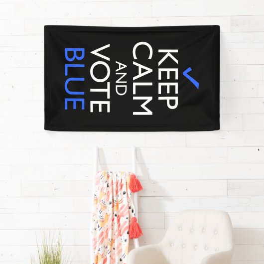 Kalm houden en blauw stemmen spandoek (Insitu)