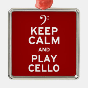 Kalm houden en Cello afspelen Metalen Ornament