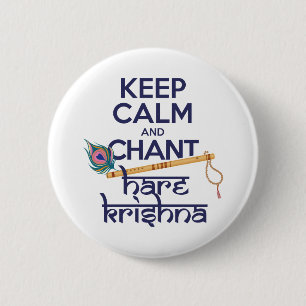 Kalm houden en Chant Hare Krishna Mantra Chanting Ronde Button 5,7 Cm