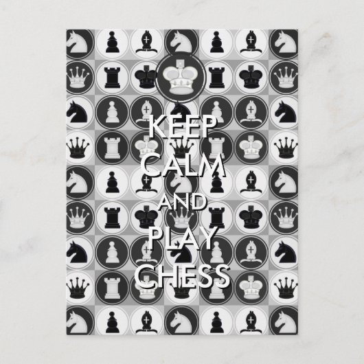 Kalm houden en Chess afspelen Briefkaart (Voorkant)