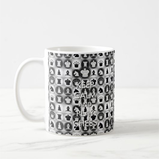 Kalm houden en Chess Pattern afspelen Koffiemok (Links)
