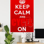 Kalm houden en Cyclus op Britse fietsen Poster (Thuiskantoor)
