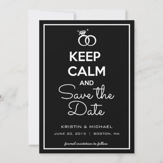 Kalm houden en de datum opslaan save the date (Voorkant)