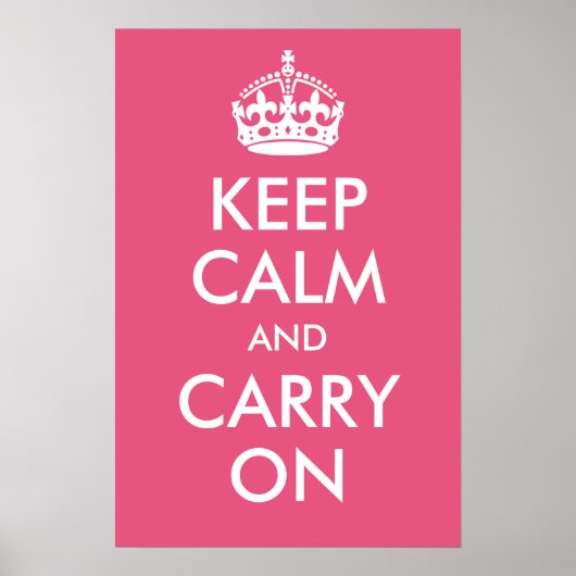 Kalm houden en donkerroze afdrukken poster (Voorkant)