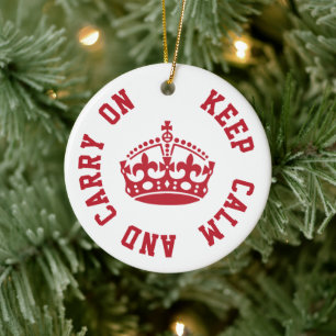 Kalm houden en doorgaan - Aangepaste TEKST Keramisch Ornament