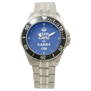 Kalm houden en doorgaan - Blauwe klassieke stijl Horloge