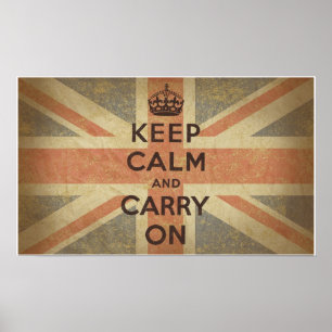 Kalm houden en doorgaan met de vlag van het Vereni Poster
