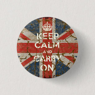 Kalm houden en doorgaan met de vlag van het Vereni Ronde Button 3,2 Cm