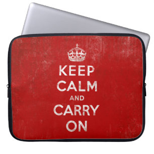 Kalm houden en doorgaan,  rood en wit laptop sleeve