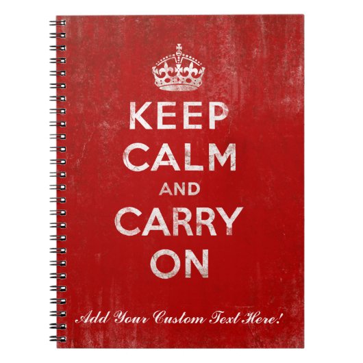 Kalm houden en doorgaan, rood en wit notitieboek (Voorkant)
