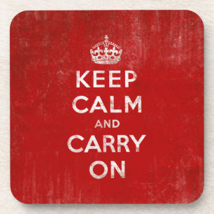 Kalm houden en doorgaan,  rood en wit onderzetter