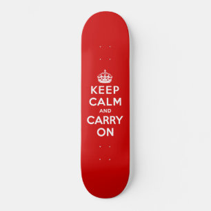 Kalm houden en doorgaan (rood ontwerp) skateboard