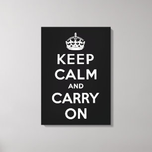 Kalm houden en doorgaan (zwart ontwerp) canvas afdruk