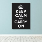 Kalm houden en doorgaan (zwart ontwerp) canvas afdruk (Insitu (Houten vloer))