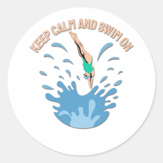 Kalm houden en draaibaar houden - Swimmer-ontwerp Ronde Sticker (Voorkant)