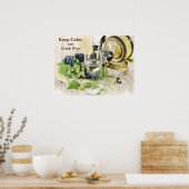 Kalm houden en Drink Wijn Rustic Scene Poster (Keuken)
