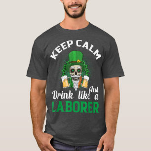 Kalm houden en Drinken als een Labober Iers Skelet T-shirt