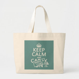Kalm houden en een Cake maken Grote Tote Bag