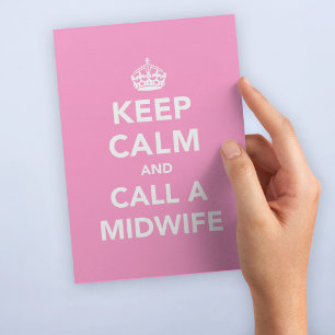 Kalm houden en een vroedvrouw bellen briefkaart