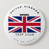 Kalm houden en Engelse vlag Button (Voorkant)