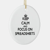 Kalm houden en focussen op spreadsheets keramisch ornament (Rechts)