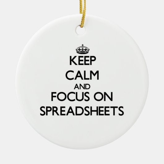 Kalm houden en focussen op spreadsheets keramisch ornament (Voorkant)
