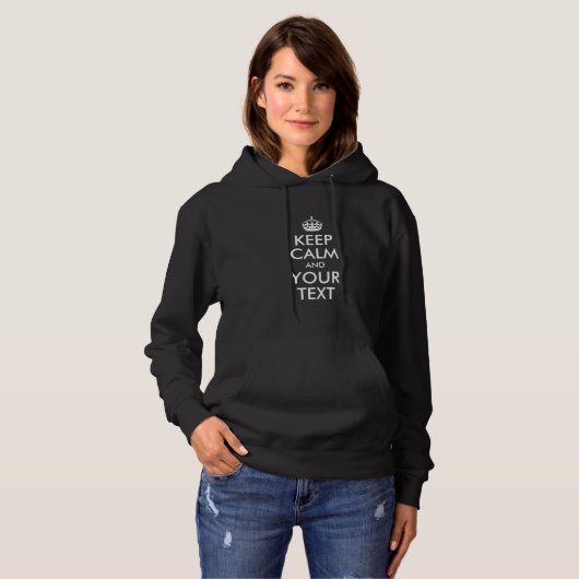 Kalm houden en Jouw tekst Basic Hoodie (Voorkant volledig)