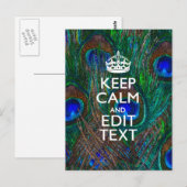 Kalm houden en Jouw tekst hebben op Peacock Feathe Briefkaart (Voorkant / Achterkant)