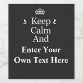 Kalm houden en Jouw tekst toevoegen Personaliseren Wijn Etiket (Enkel label)