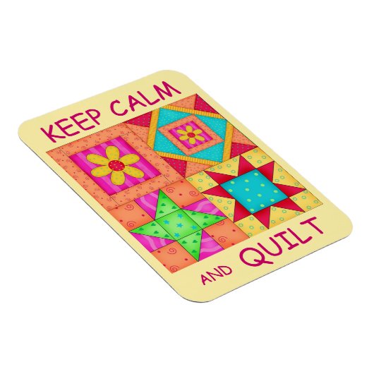 Kalm houden en kleurrijke patchworkblokken kantele magneet (Rechterzijde)