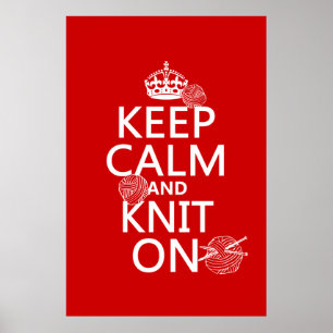 Kalm houden en Knit aan - alle kleuren Poster