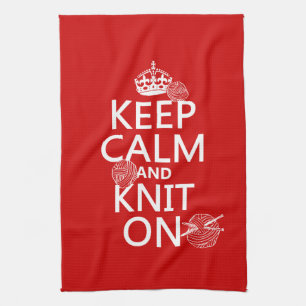 Kalm houden en Knit aan - alle kleuren Theedoek