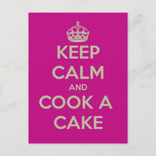 kalm houden en koken een taart briefkaart