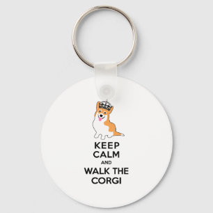 Kalm houden en lopen de Corgi Cute Dog Sleutelhanger