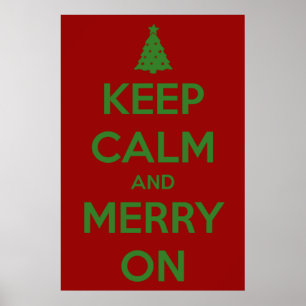 Kalm houden en Merry houden op rood en groen Poste Poster