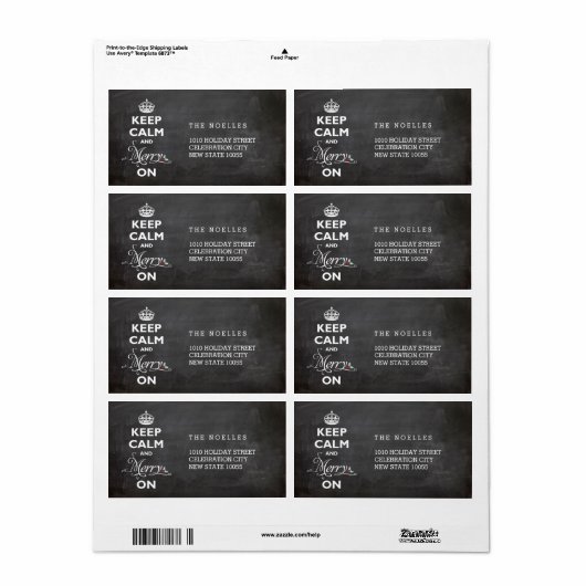 Kalm houden en Merry op Chalkboard Funny Holiday Etiket (Full Sheet)