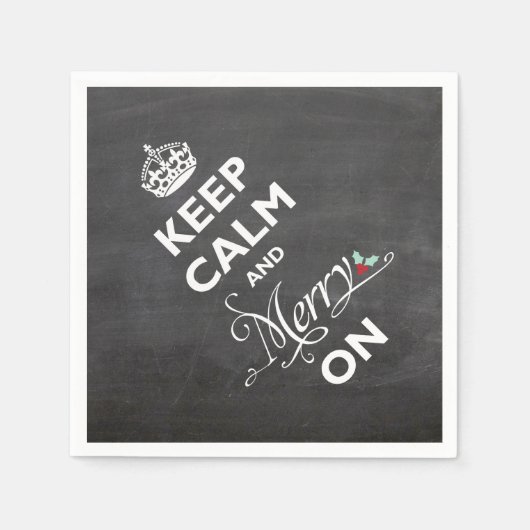 Kalm houden en Merry op Chalkboard Funny Holiday Servetten (Voorkant)