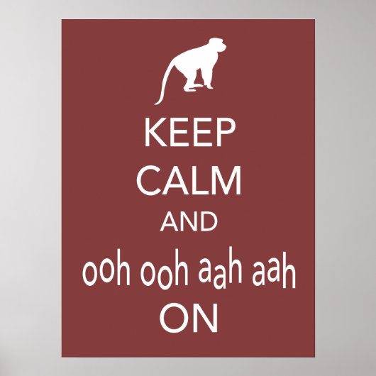 Kalm houden en Ooh Ooh Ooh Aah Aah op aap Poster (Voorkant)