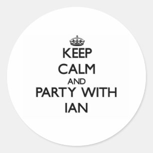 Kalm houden en Partij maken met Ian Ronde Sticker