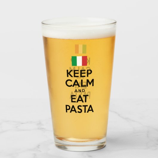 Kalm houden en pasta eten glas (Voorkant gevuld)
